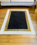 Geometric Plush Area White Gold Rug