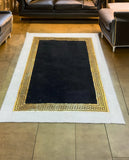 Geometric Plush Area White Gold Rug