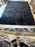 Sheepskin Black Fur Wool Throw Living Room Rug, Black Bedroom Large Soft Rug