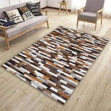 Handmade Tricolor Cowhide Patchwork Rug, Patchwork Cowhide Rug