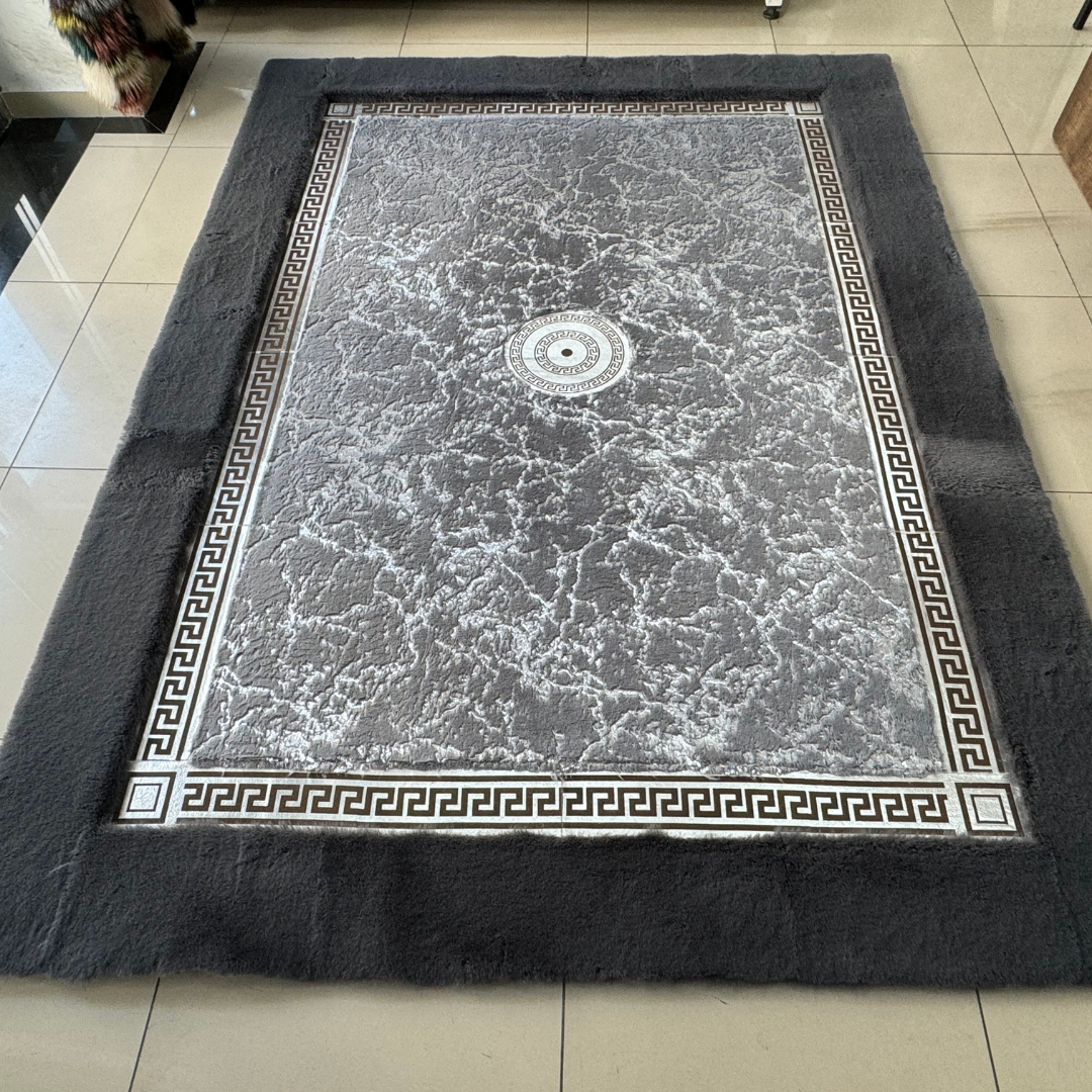 Gray Silver Plush Soft Rug