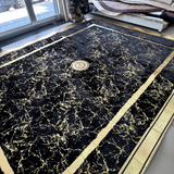 Large Black Gold Plush Custom Rug