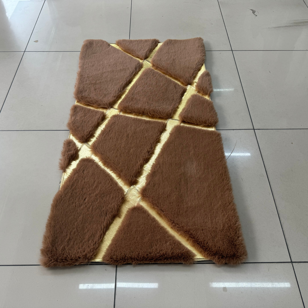 Caramel Faux Fur Entryway Rug