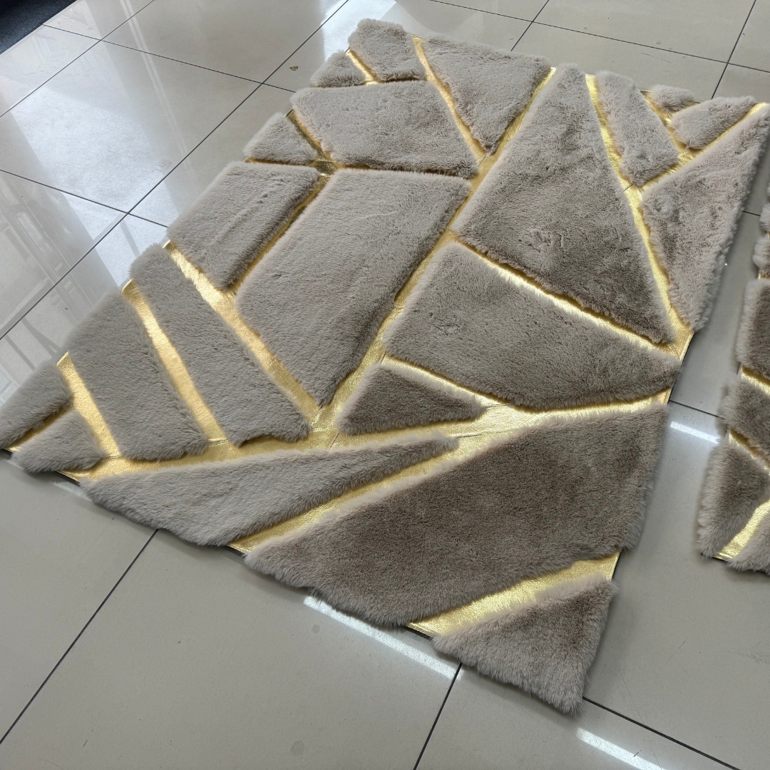 Beige Faux Fur Area Rug