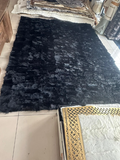 Sheepskin Black Fur Wool Throw Living Room Rug, Black Bedroom Large Soft Rug