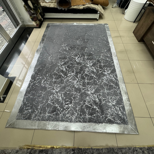 Elegant Gray and Silver Plush Rug