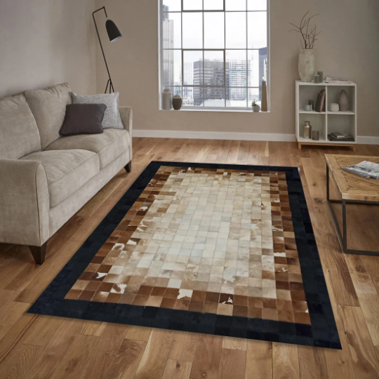 Patchwork Real Cowhide Area Floor Rug