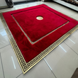 Geometric Plush Area Red Gold Faux Fur Rug