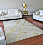 White Gold  Plush Faux Leather Area Rug