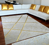 White Gold  Plush Faux Leather Area Rug