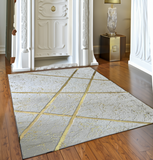 White Gold  Plush Faux Leather Area Rug