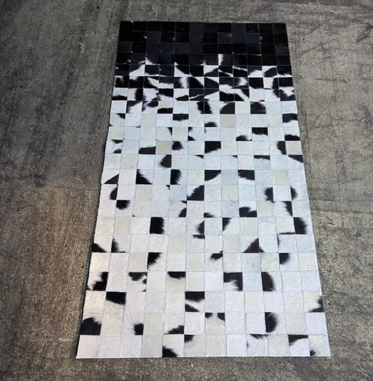 White Black Living Room Cowhide Rug