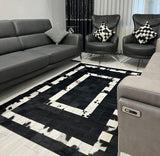 Black Patchwork Real Cowhide Area Rug