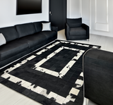 Black Patchwork Real Cowhide Area Rug