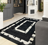 Black Patchwork Real Cowhide Area Rug