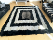 Black White Fox Fur Soft Rug