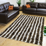 Brown-White Fox Fur Area Rug