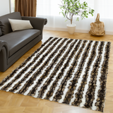 Brown-White Fox Fur Area Rug