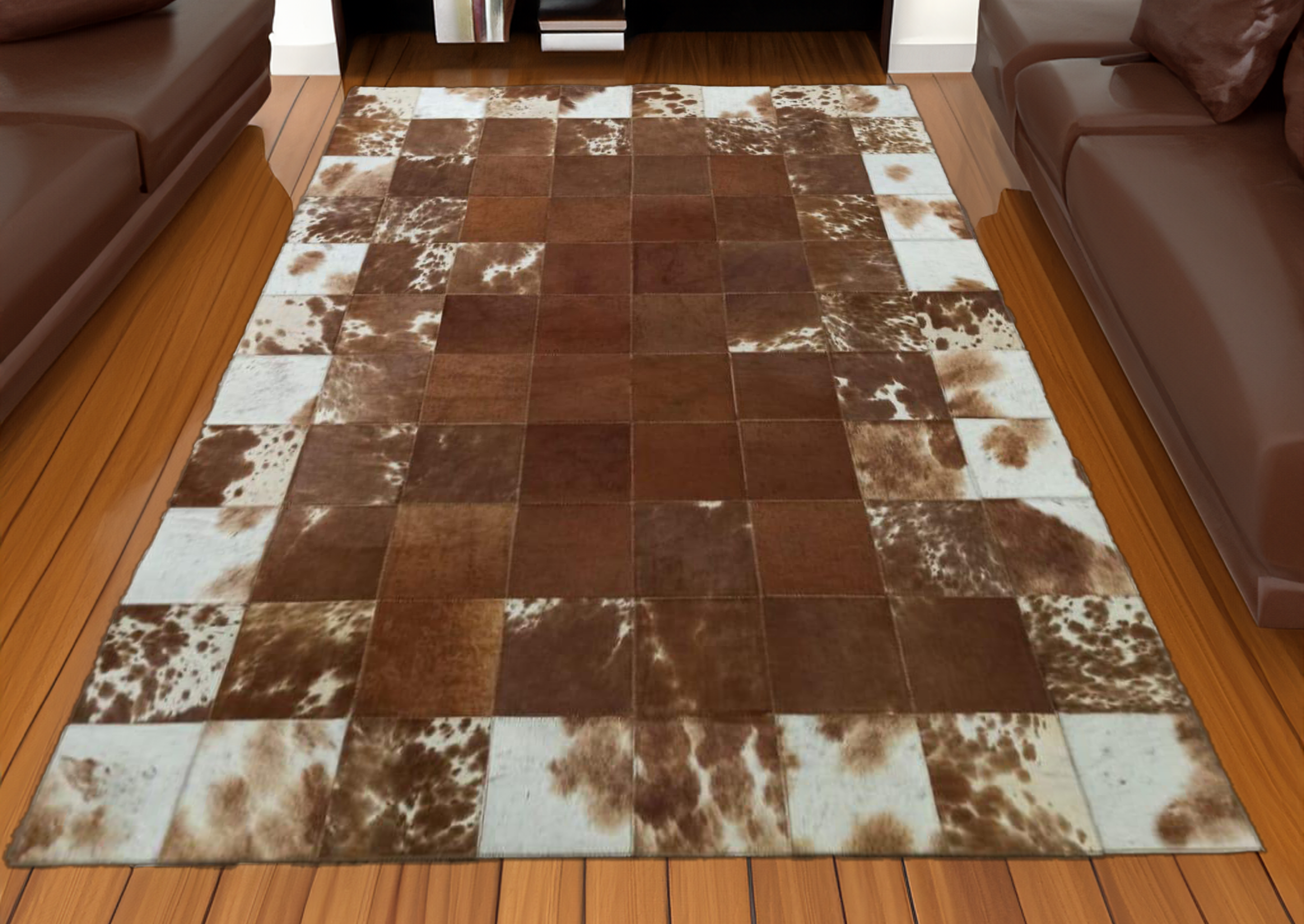 Brown Cowhide Leather Rug