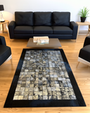 Silver-Black-Gold Genuine Cowhide Area Rug