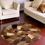 Brown Round Real Cowhide Rug