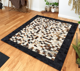 Patchwork Real Cowhide Square Rug