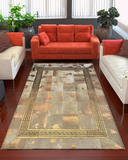 Gold Real Cowhide Leather Rug