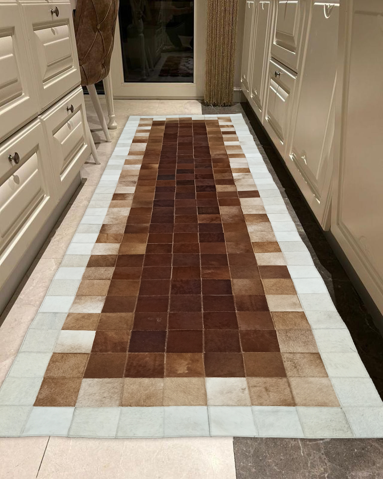 Brown Hallway Real Cowhide Rug