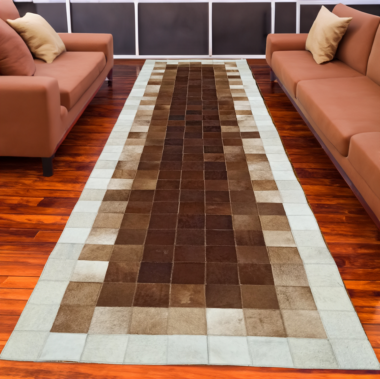 Brown Hallway Real Cowhide Rug