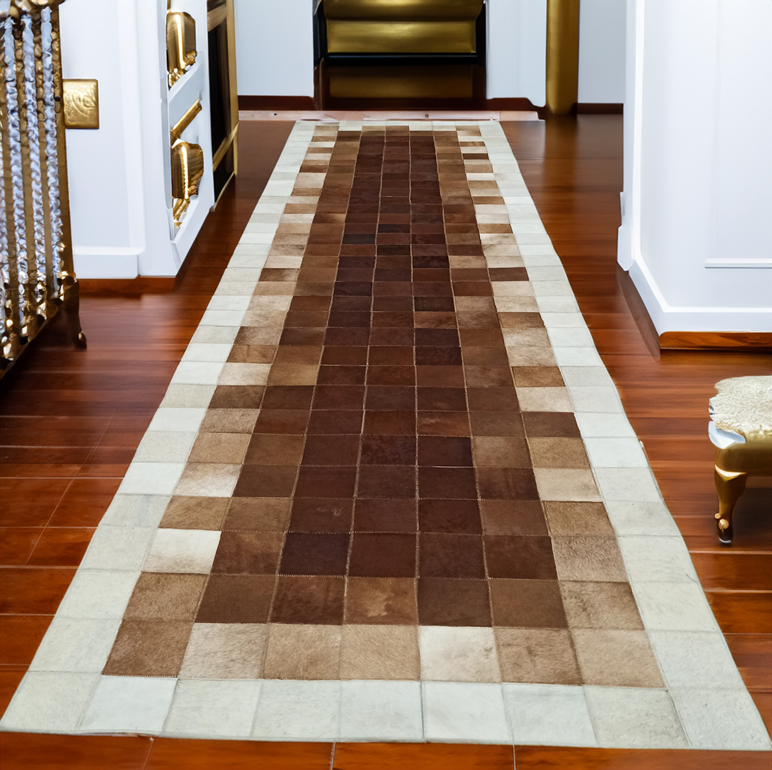 Brown Hallway Real Cowhide Rug