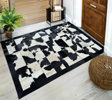 White Black Real Cowhide Rug