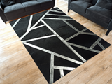 Black Silver Genuine Cowhide Square Rugs