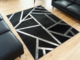 Black Silver Genuine Cowhide Square Rugs