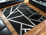 Black Silver Genuine Cowhide Square Rugs