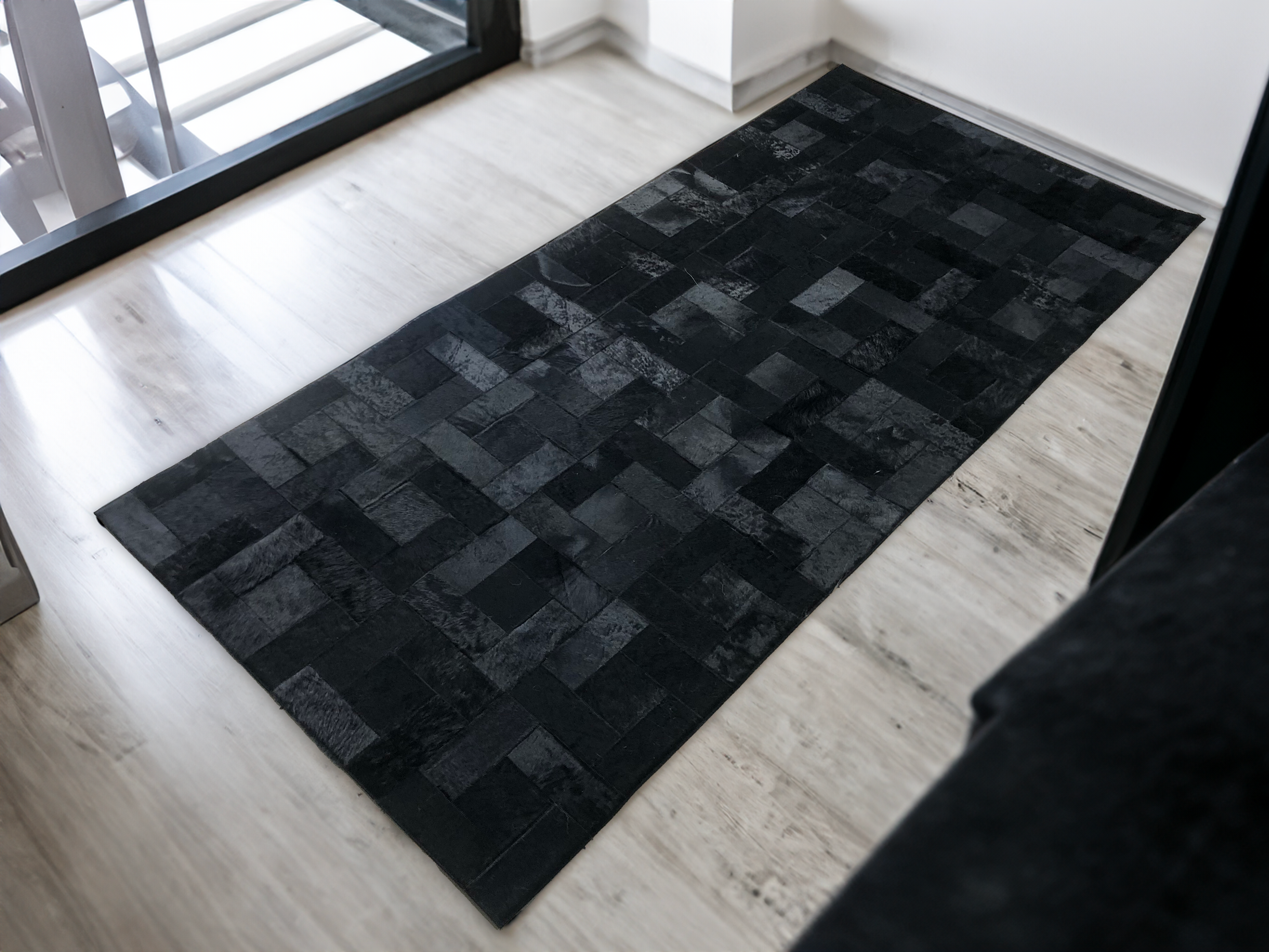 Black Hallway Cowhide Rug