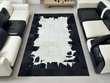 Black-White Cowhide Patchwork Office Rug