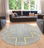 Round Geometric Soft Plush Rug