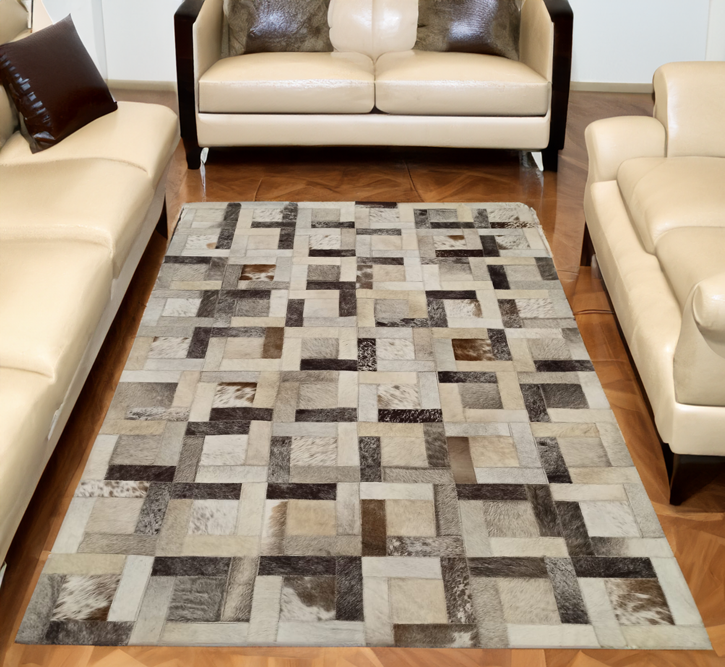 Real Cowhide Square Rug