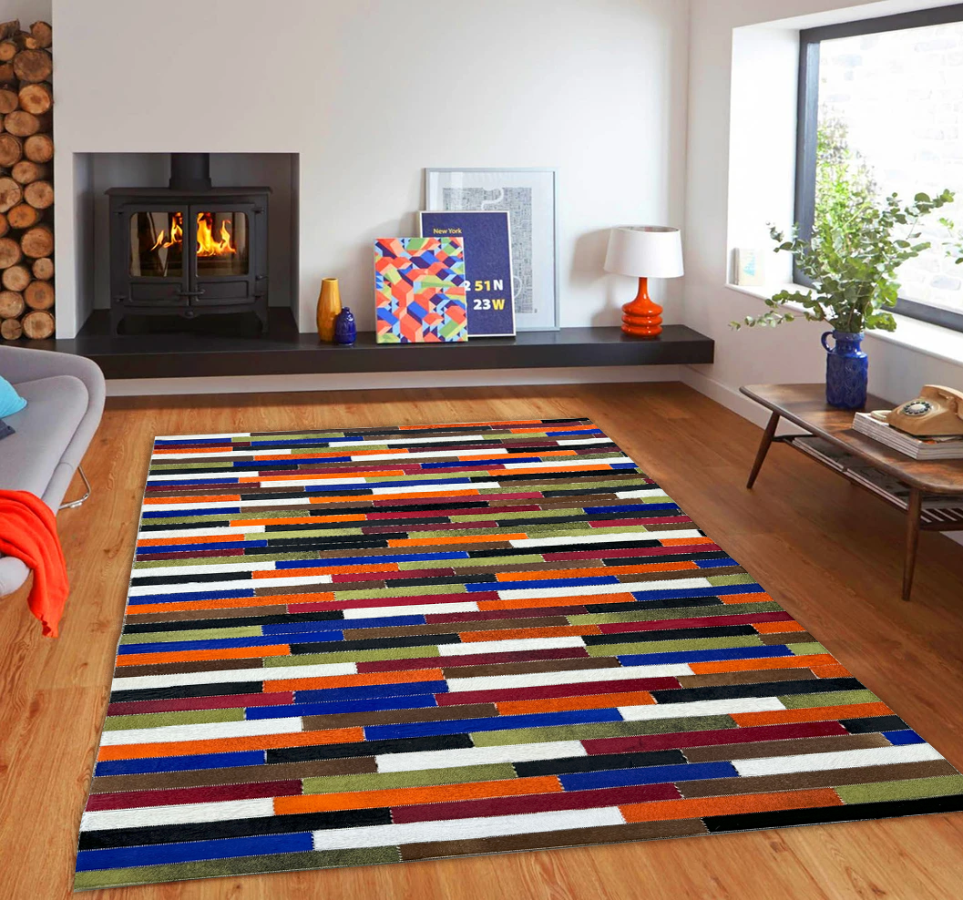 Multicolor Real Cowhide Large Rug