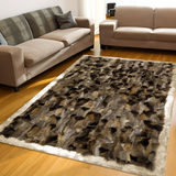 Brown Gold Living Room Natural Fox Fur Rug