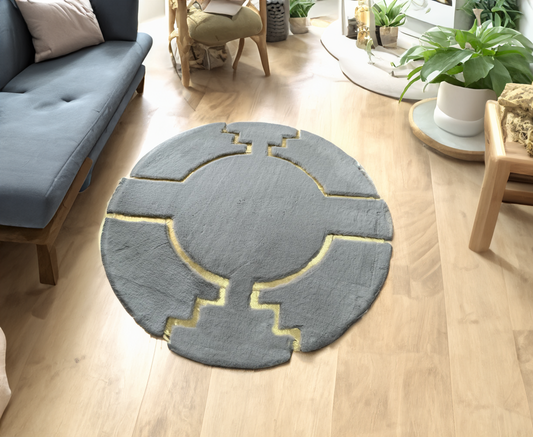 Round Plush Gray Rug