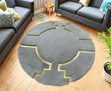 Round Gray Gold Bedroom Plush Soft Rug