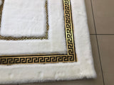 Corridor Faux Fur Fluffy Plush White Gold Designer Hallway Rug