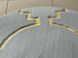 Round Gray Gold Bedroom Plush Soft Rug