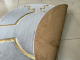 Round Gray Gold Bedroom Plush Soft Rug