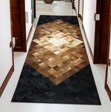 Black-Brown Genuine Cowhide Hallway Rug