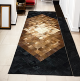 Black-Brown Genuine Cowhide Hallway Rug