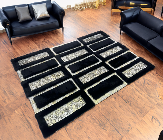 Luxury Black Plush Soft Rug