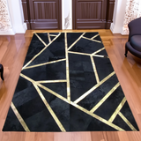 Black Gold Genuine Cowhide Square Rugs