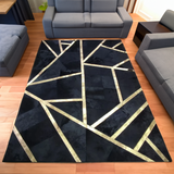 Black Gold Genuine Cowhide Square Rugs